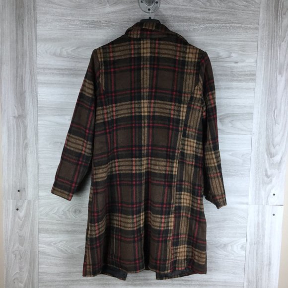 Urban Republic Fleece Plaid  Blazer Trench Coat - Picture 5 of 5